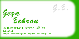 geza behron business card